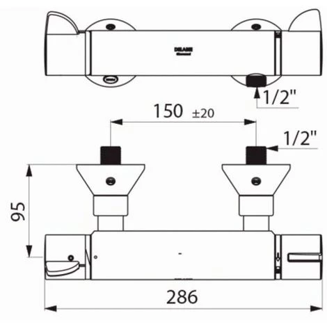 DELABIE Mitigeur De Douche Thermostatique Securitherm-Securitouch à Raccords Standards 2 DELABIE Mitigeur De Douche Thermostatique Securitherm-Securitouch à Raccords Standards – Image 2