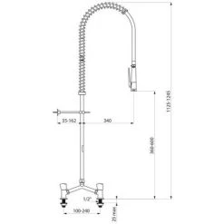 DELABIE Mélangeur De Prélavage 2 Trous à Entraxe Réglable Avec Douchette & Robinet De Puisage à Bec Télescopique -DELABIE Soldes 19920819 3