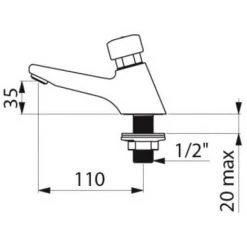 DELABIE Robinet Temporisé Tempostop Lavabo Bec 120 Mm 15x21 745100 -DELABIE Soldes 24385421 3