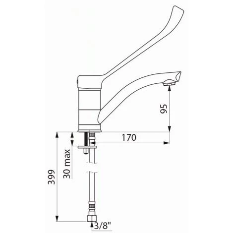 DELABIE Mitigeur De Lavabo à Bec Haut Orientable Et Levier Médical Coudé Hauteur 95 Mm 2 DELABIE Mitigeur De Lavabo à Bec Haut Orientable Et Levier Médical Coudé Hauteur 95 Mm – Image 2