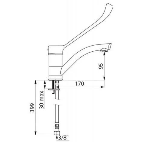 DELABIE Mitigeur De Lavabo à Bec Haut Orientable Et Levier Médical Coudé Hauteur 95 Mm 3 DELABIE Mitigeur De Lavabo à Bec Haut Orientable Et Levier Médical Coudé Hauteur 95 Mm – Image 3