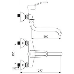 DELABIE Mitigeur Dévier Mural à Bec Orientable Longueur 200 Mm 2519 -DELABIE Soldes 24385486 3