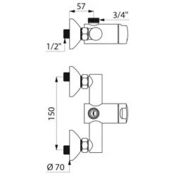 DELABIE Mitigeur TEMPOMIX 3 Douche F34 Entraxe 150 Sortie Haute -DELABIE Soldes 24386731 3