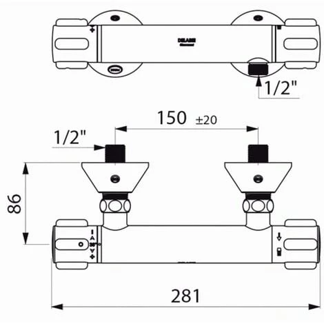 DELABIE Mitigeur Thermostatique Douche Securitherm 2 DELABIE Mitigeur Thermostatique Douche Securitherm – Image 2