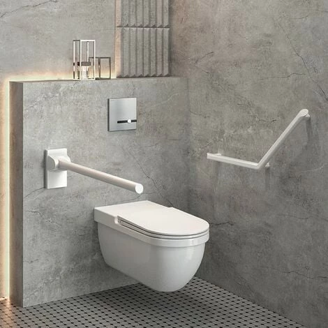 DELABIE Barre D'appui Coudée à 135°- 400 X 400mm | Blanc Mat 2 DELABIE Barre D'appui Coudée à 135°- 400 X 400mm | Blanc Mat – Image 2