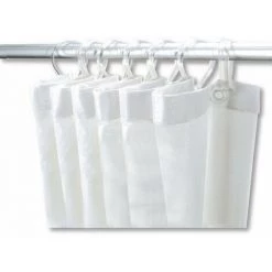 Rideau De Douche DELABIE Avec 6 Mousquetons Plastique, Hauteur 1,80 M, Largeur 0,90 M, PVC Blanc Ref. 381 - Besoin D'Habitat