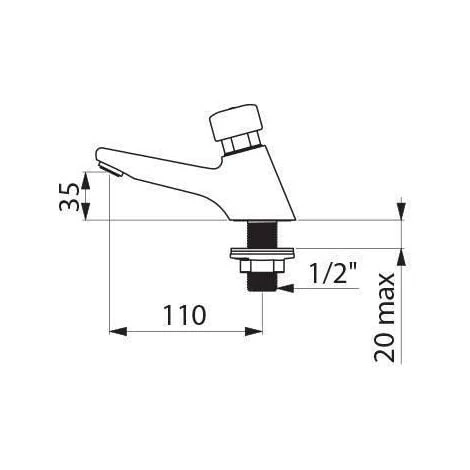 Robinet De Lavabo DELABIE Tempostop 15 X 21 Sans Ecrou : Ref. 745100 2 Robinet De Lavabo DELABIE Tempostop 15 X 21 Sans Ecrou : Ref. 745100 – Image 2