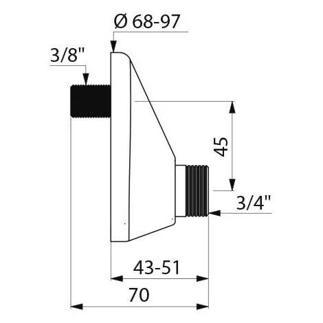Raccord Décalé M3/8 M3/4 Sous Rosace DELABIE Entraxe 45 Mm - 2 Pièces - 858018.2P 2 Raccord Décalé M3/8 M3/4 Sous Rosace DELABIE Entraxe 45 Mm - 2 Pièces - 858018.2P – Image 2
