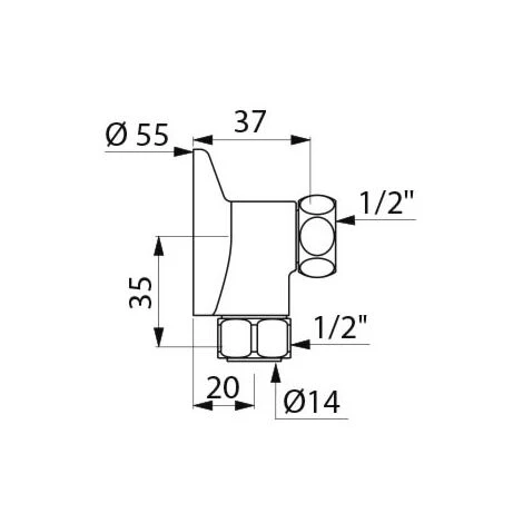 Raccord Applique Chromé 1/2 DELABIE Avec écrou CB Ø14 Mm - 841015.2P 2 Raccord Applique Chromé 1/2 DELABIE Avec écrou CB Ø14 Mm - 841015.2P – Image 2